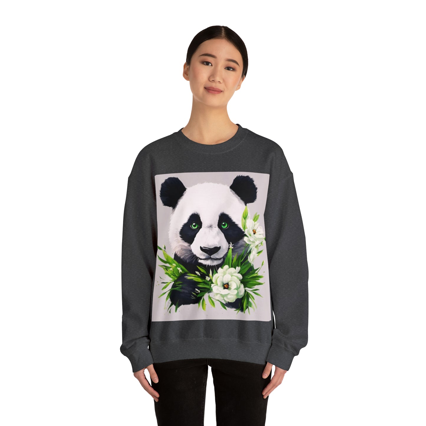 Flower Power Panda  Unisex Heavy Blend™ Crewneck Sweatshirt