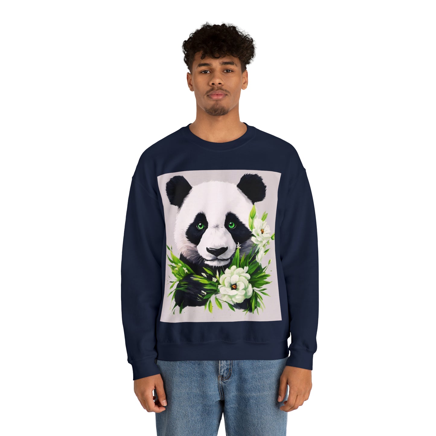 Flower Power Panda  Unisex Heavy Blend™ Crewneck Sweatshirt