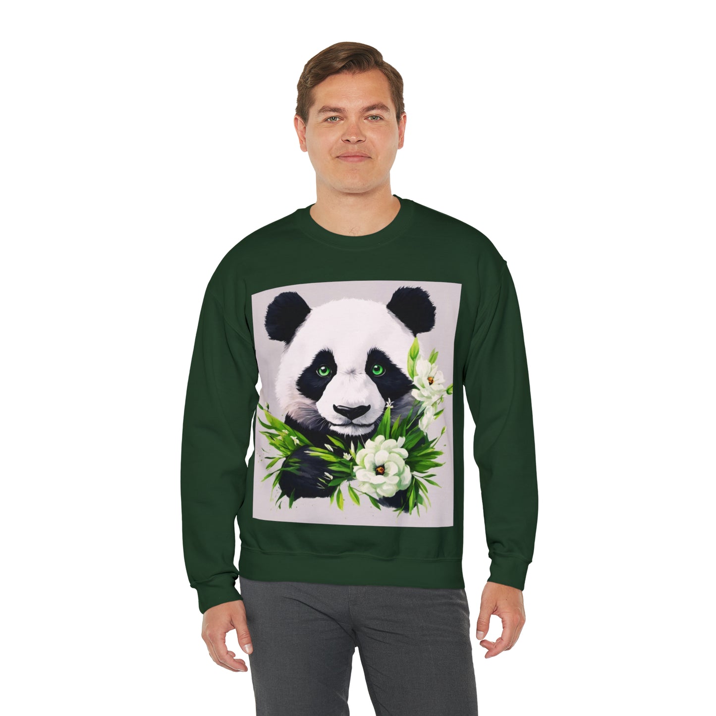 Flower Power Panda  Unisex Heavy Blend™ Crewneck Sweatshirt