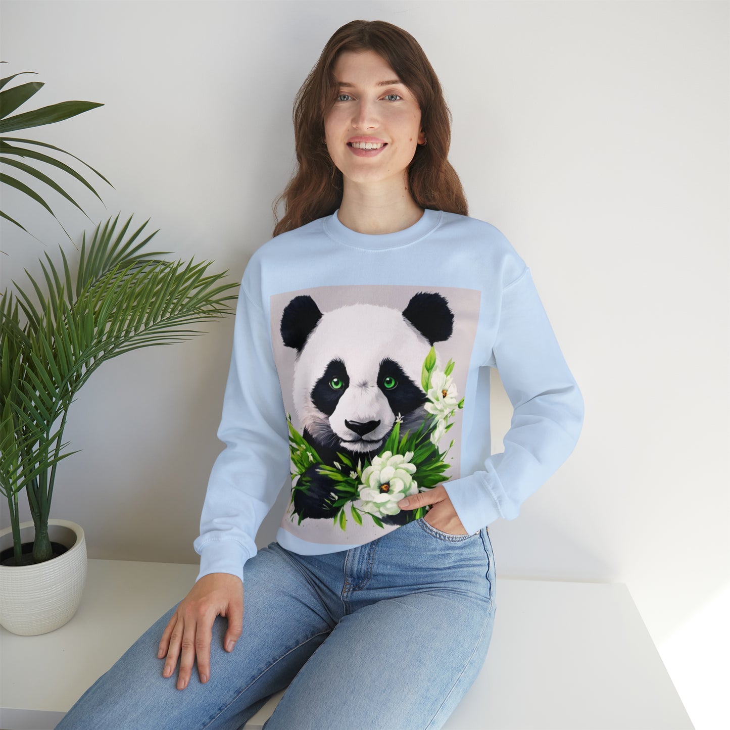 Flower Power Panda  Unisex Heavy Blend™ Crewneck Sweatshirt