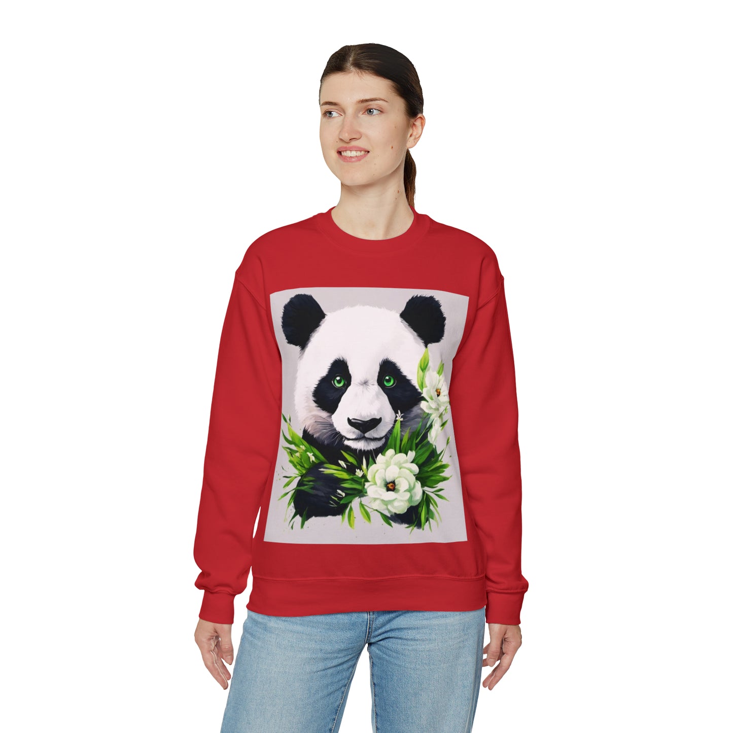 Flower Power Panda  Unisex Heavy Blend™ Crewneck Sweatshirt