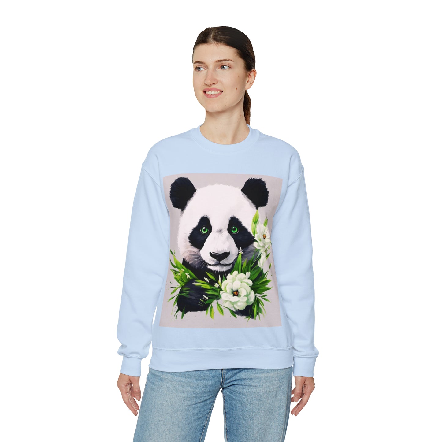 Flower Power Panda  Unisex Heavy Blend™ Crewneck Sweatshirt