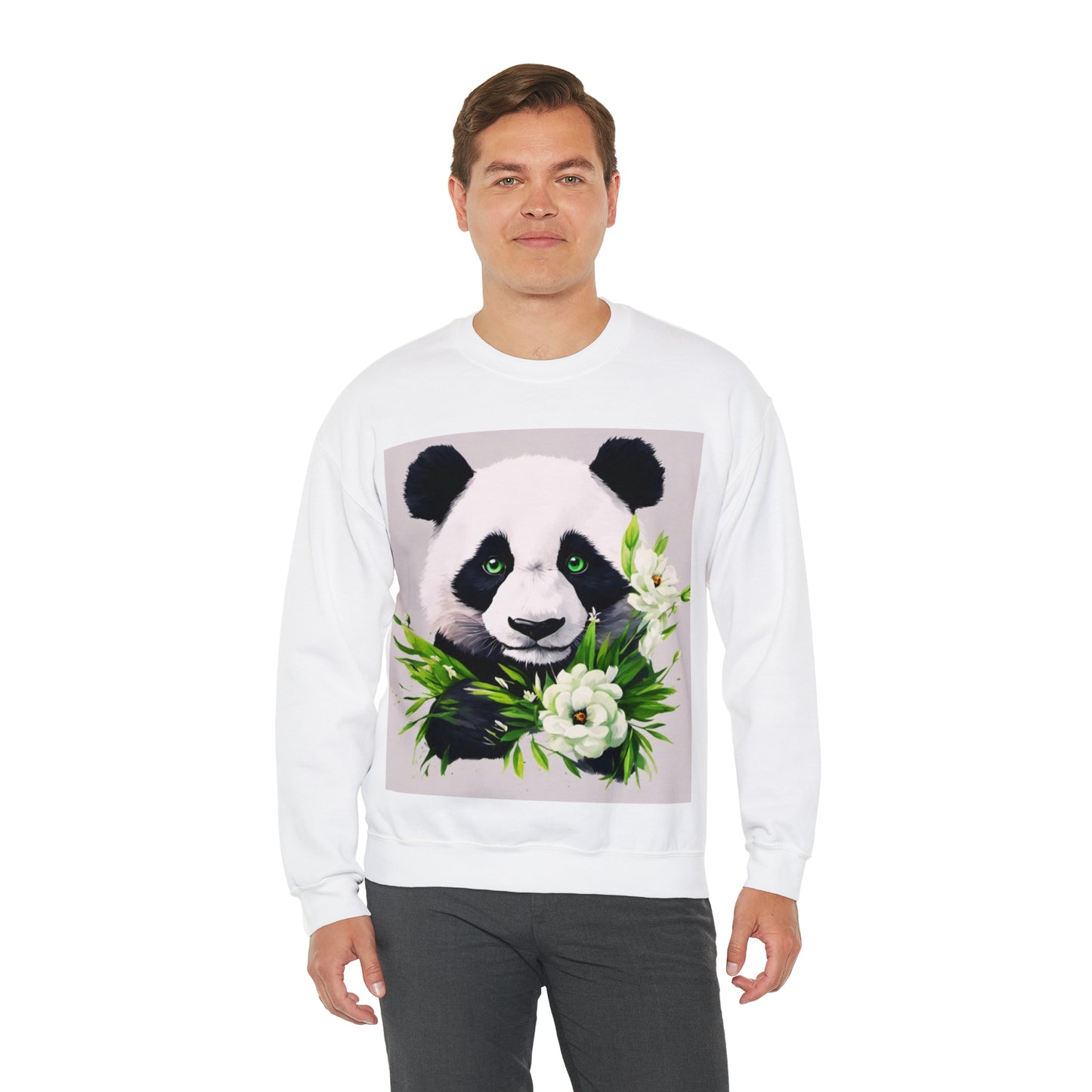 Flower Power Panda  Unisex Heavy Blend™ Crewneck Sweatshirt