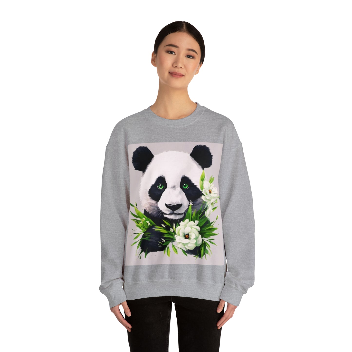 Flower Power Panda  Unisex Heavy Blend™ Crewneck Sweatshirt