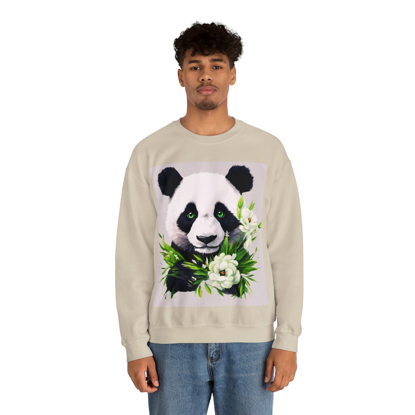 Flower Power Panda  Unisex Heavy Blend™ Crewneck Sweatshirt