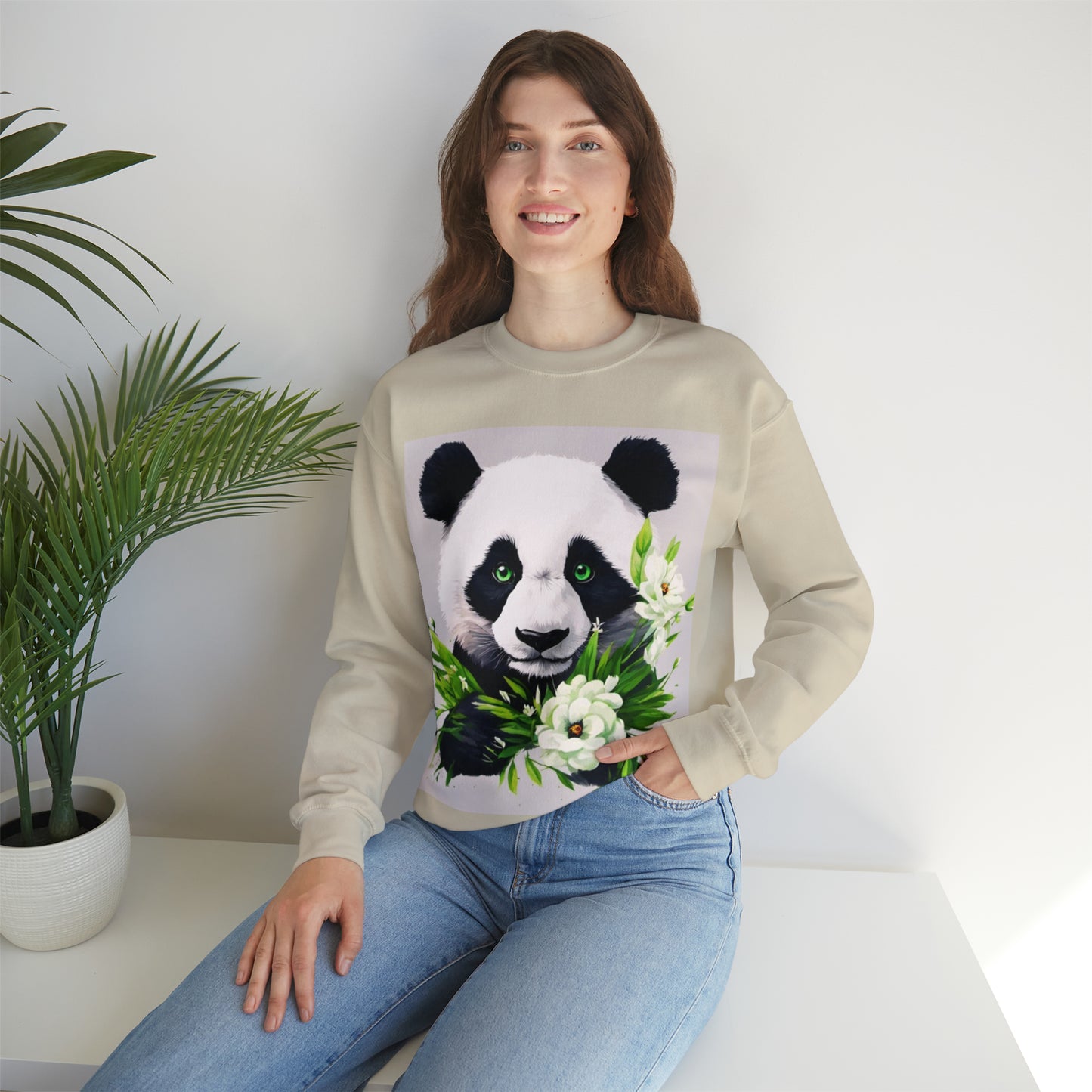 Flower Power Panda  Unisex Heavy Blend™ Crewneck Sweatshirt