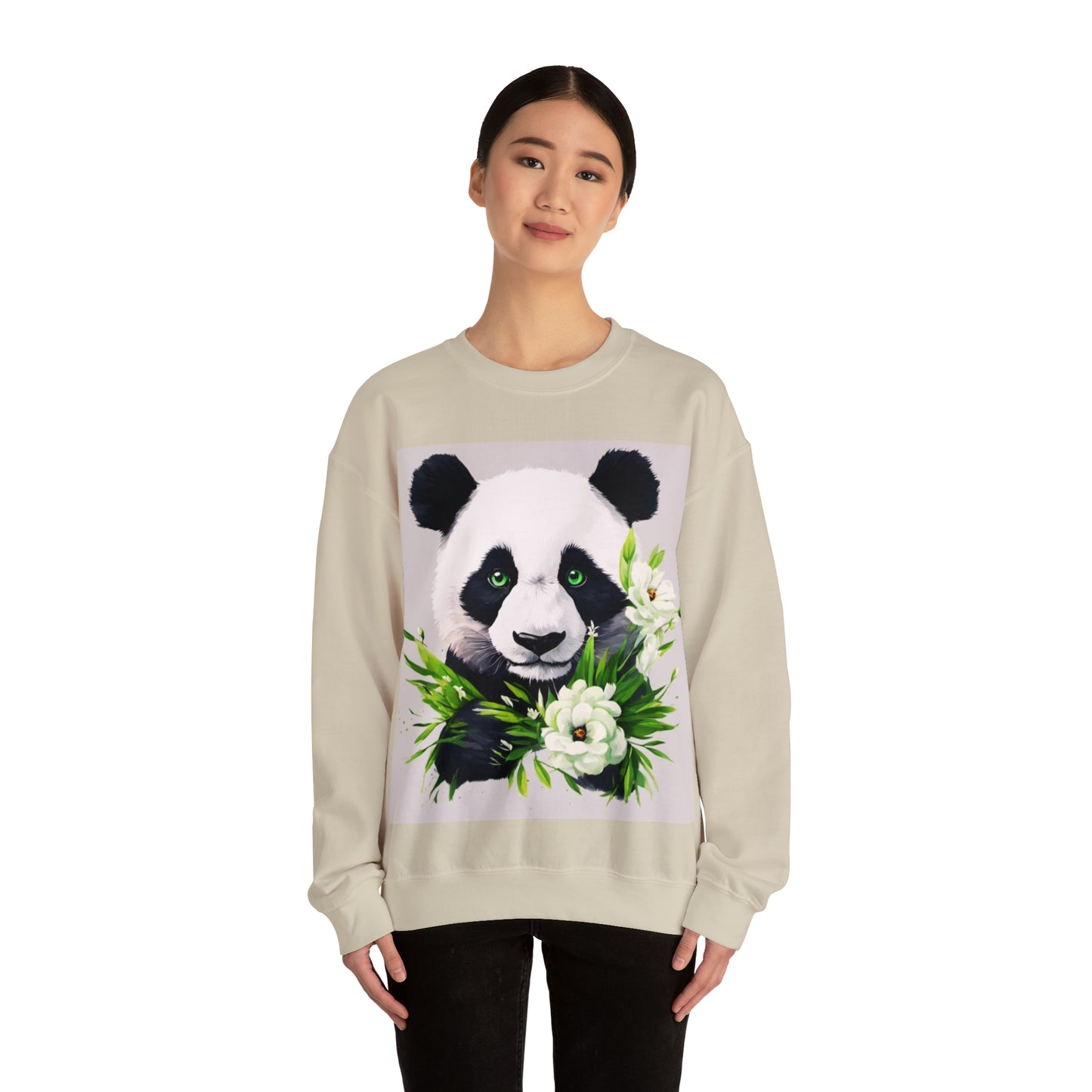 Flower Power Panda  Unisex Heavy Blend™ Crewneck Sweatshirt