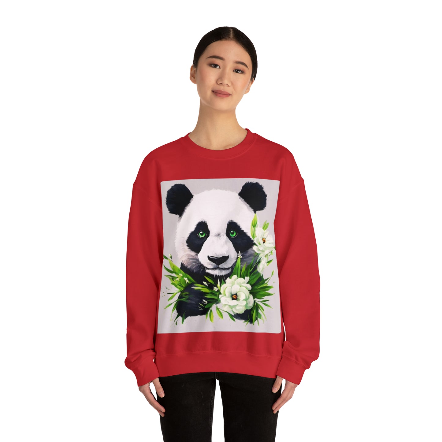 Flower Power Panda  Unisex Heavy Blend™ Crewneck Sweatshirt