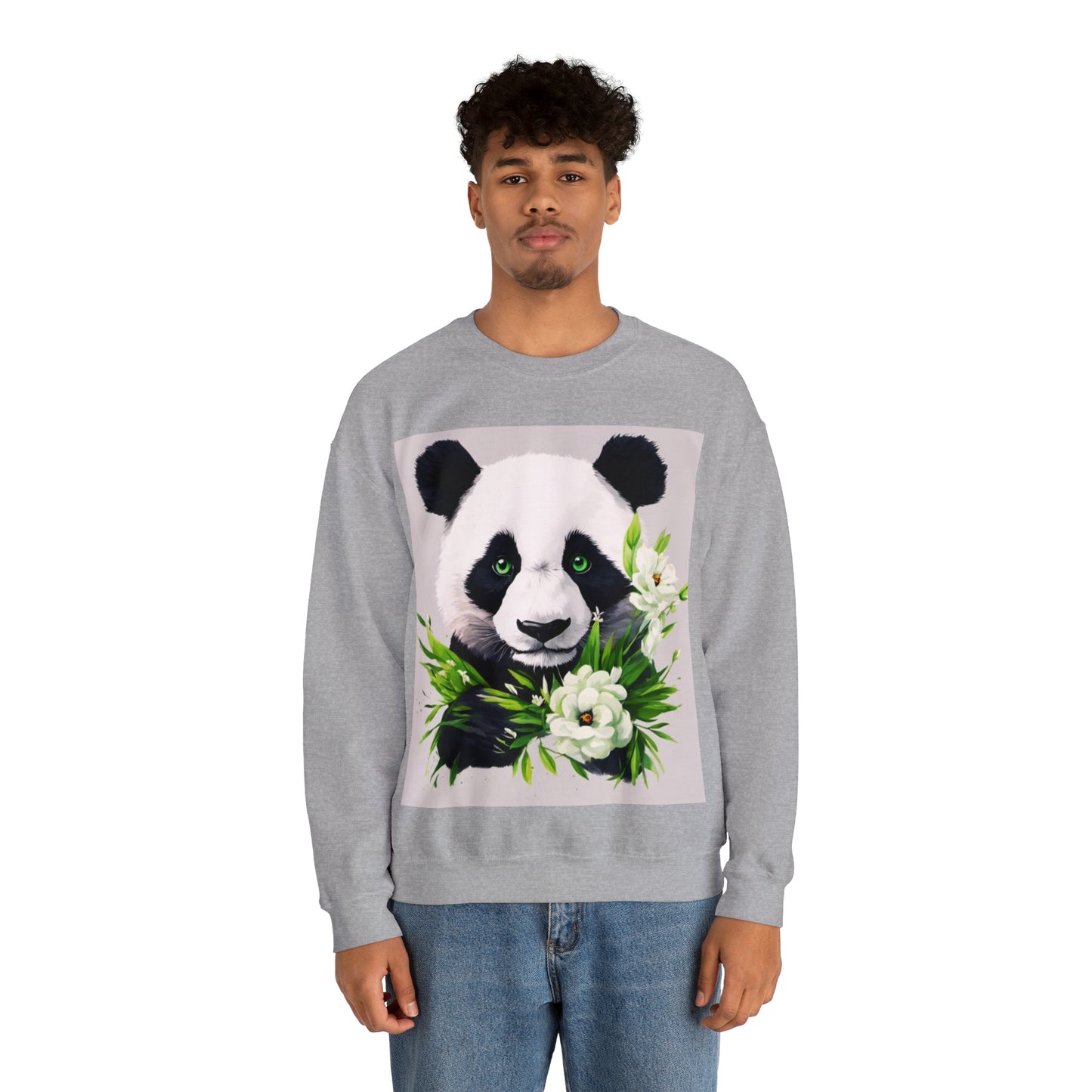 Flower Power Panda  Unisex Heavy Blend™ Crewneck Sweatshirt