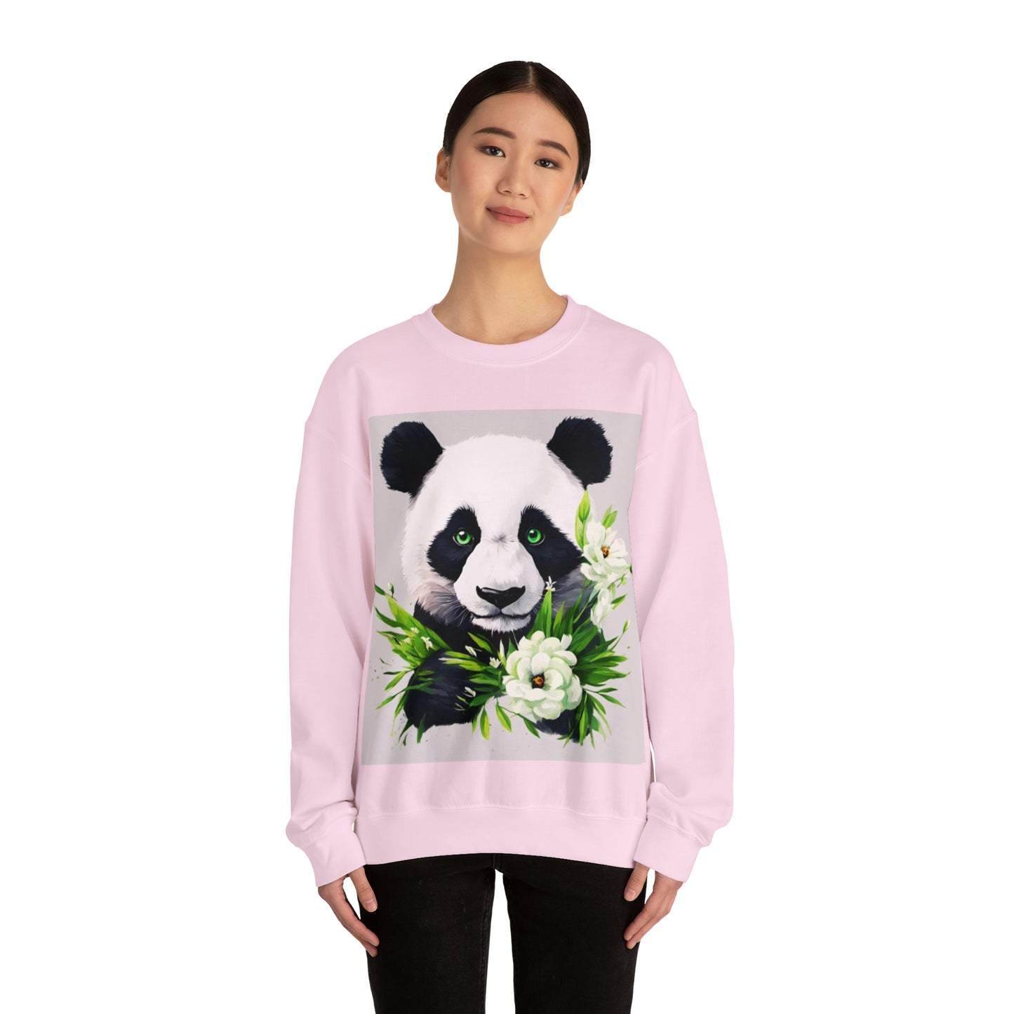 Flower Power Panda  Unisex Heavy Blend™ Crewneck Sweatshirt