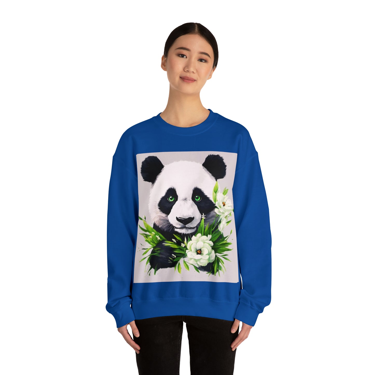 Flower Power Panda  Unisex Heavy Blend™ Crewneck Sweatshirt