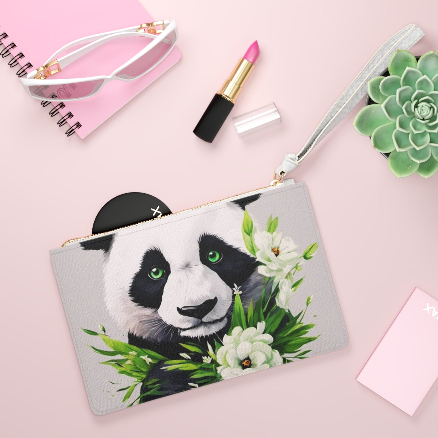 Panda Flower Power  Clutch Bag