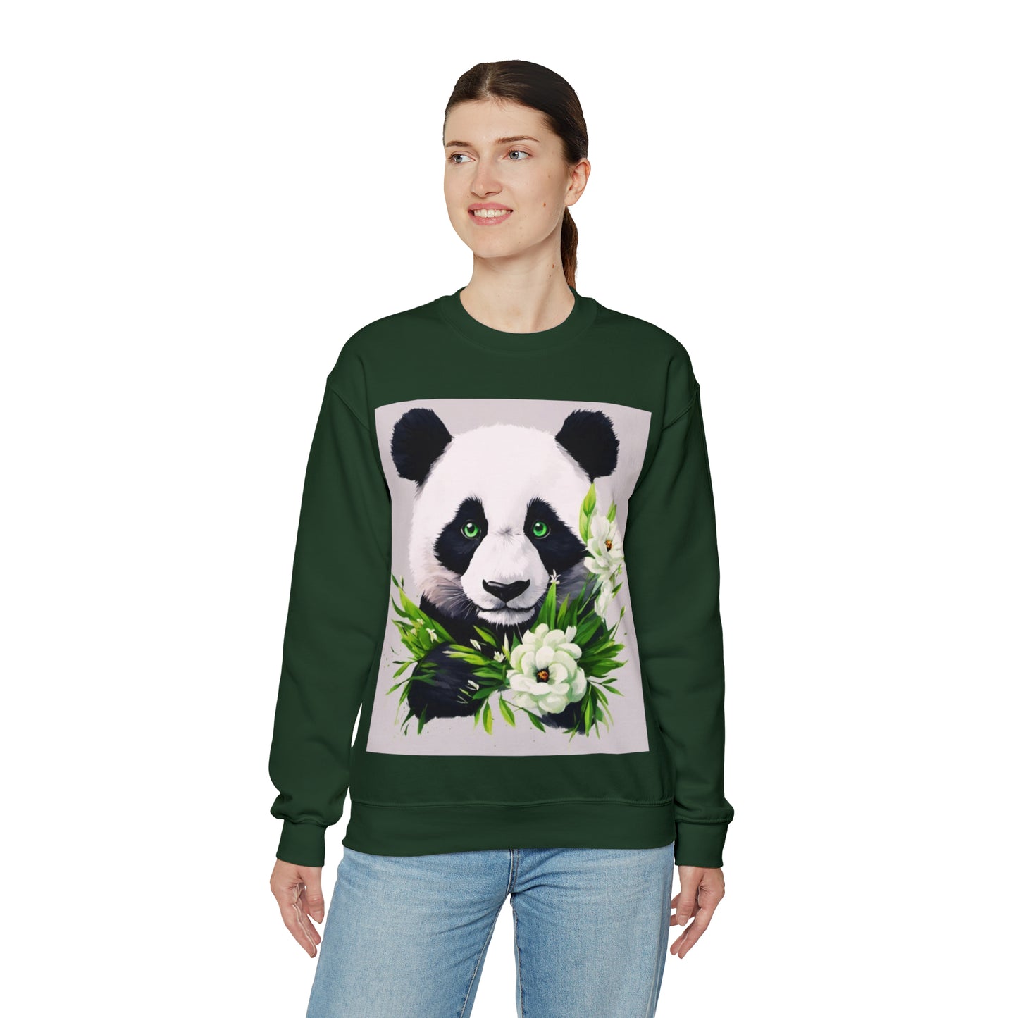 Flower Power Panda  Unisex Heavy Blend™ Crewneck Sweatshirt