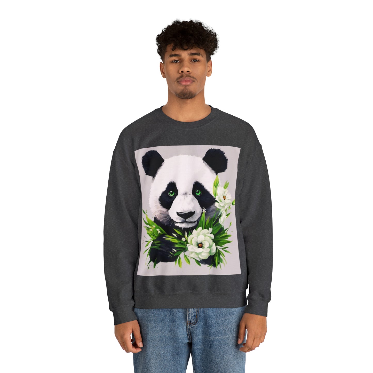 Flower Power Panda  Unisex Heavy Blend™ Crewneck Sweatshirt