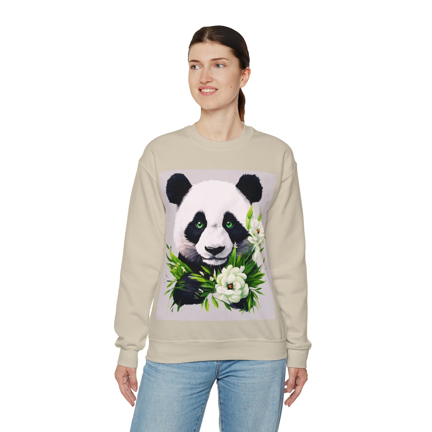 Flower Power Panda  Unisex Heavy Blend™ Crewneck Sweatshirt