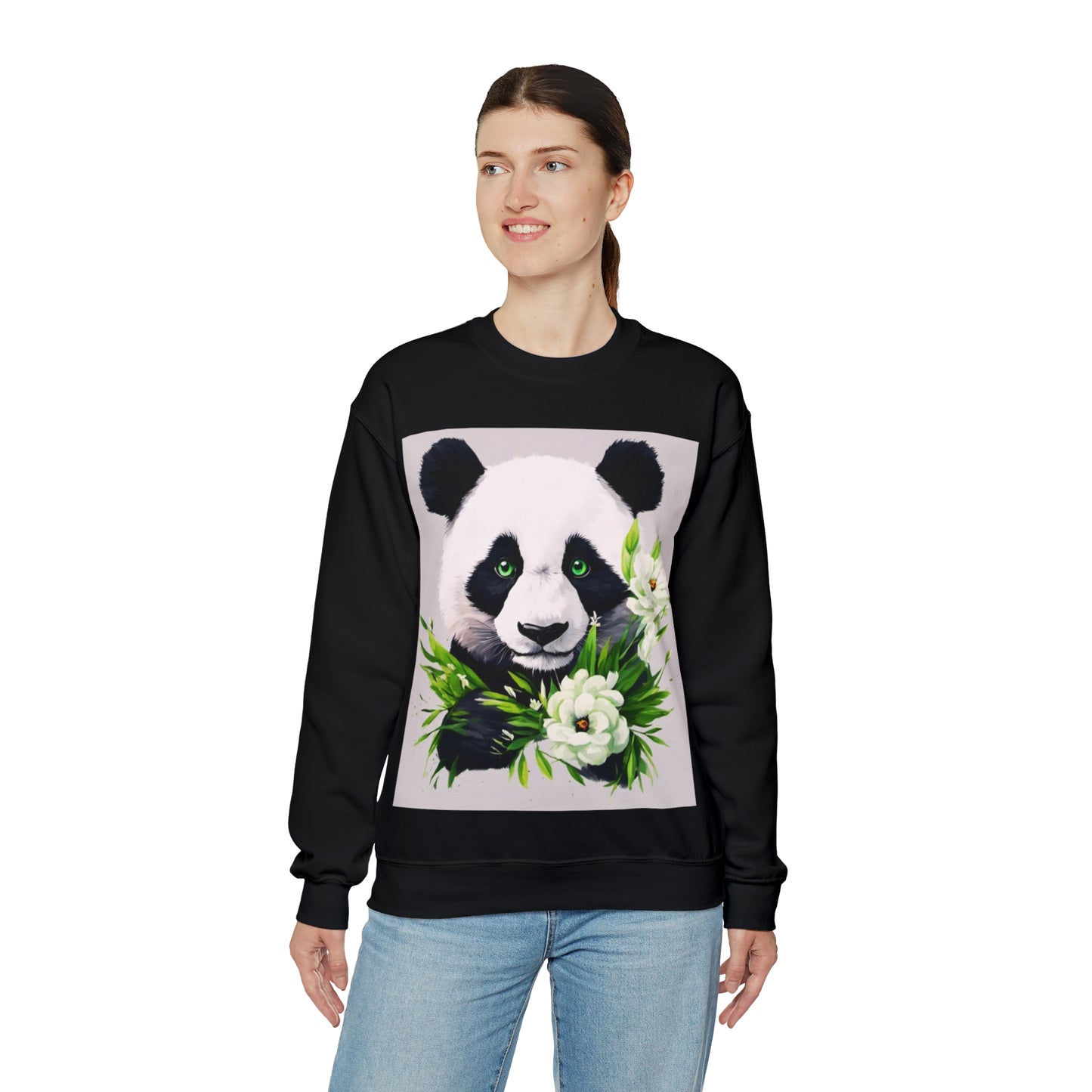 Flower Power Panda  Unisex Heavy Blend™ Crewneck Sweatshirt