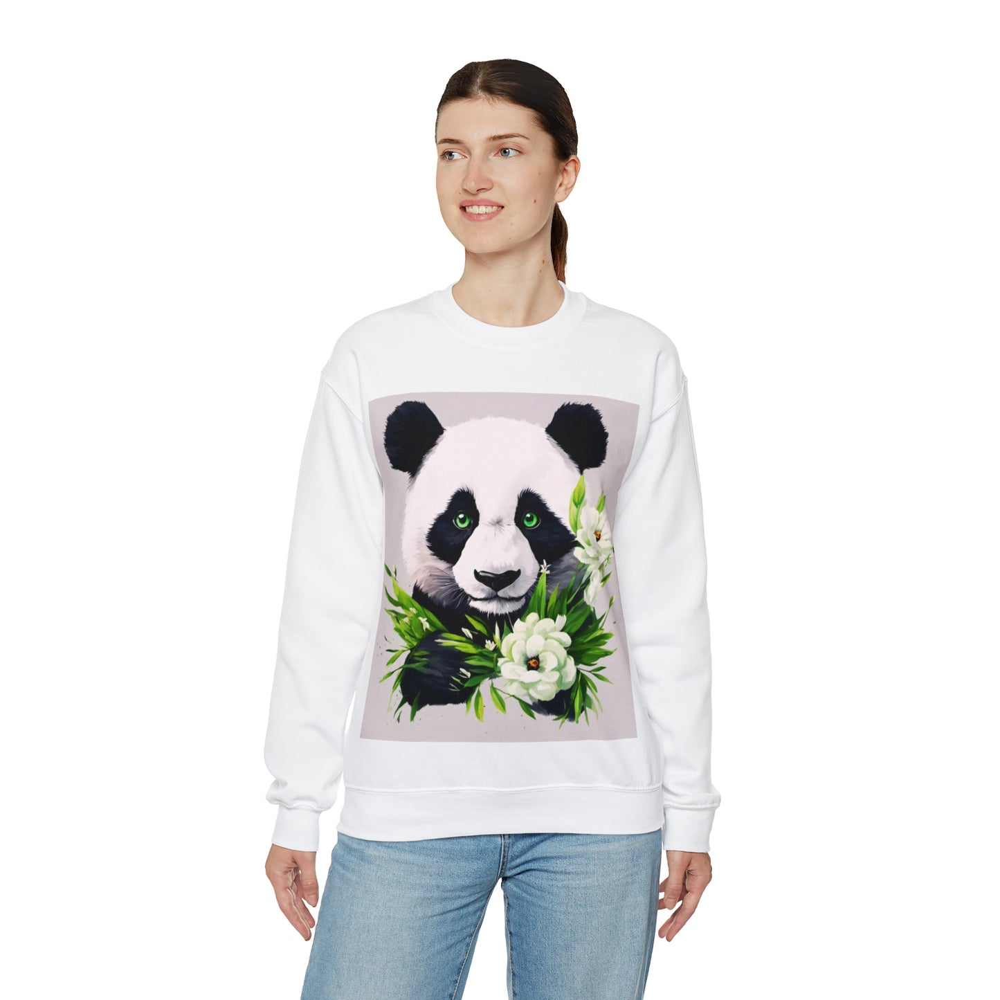 Flower Power Panda  Unisex Heavy Blend™ Crewneck Sweatshirt