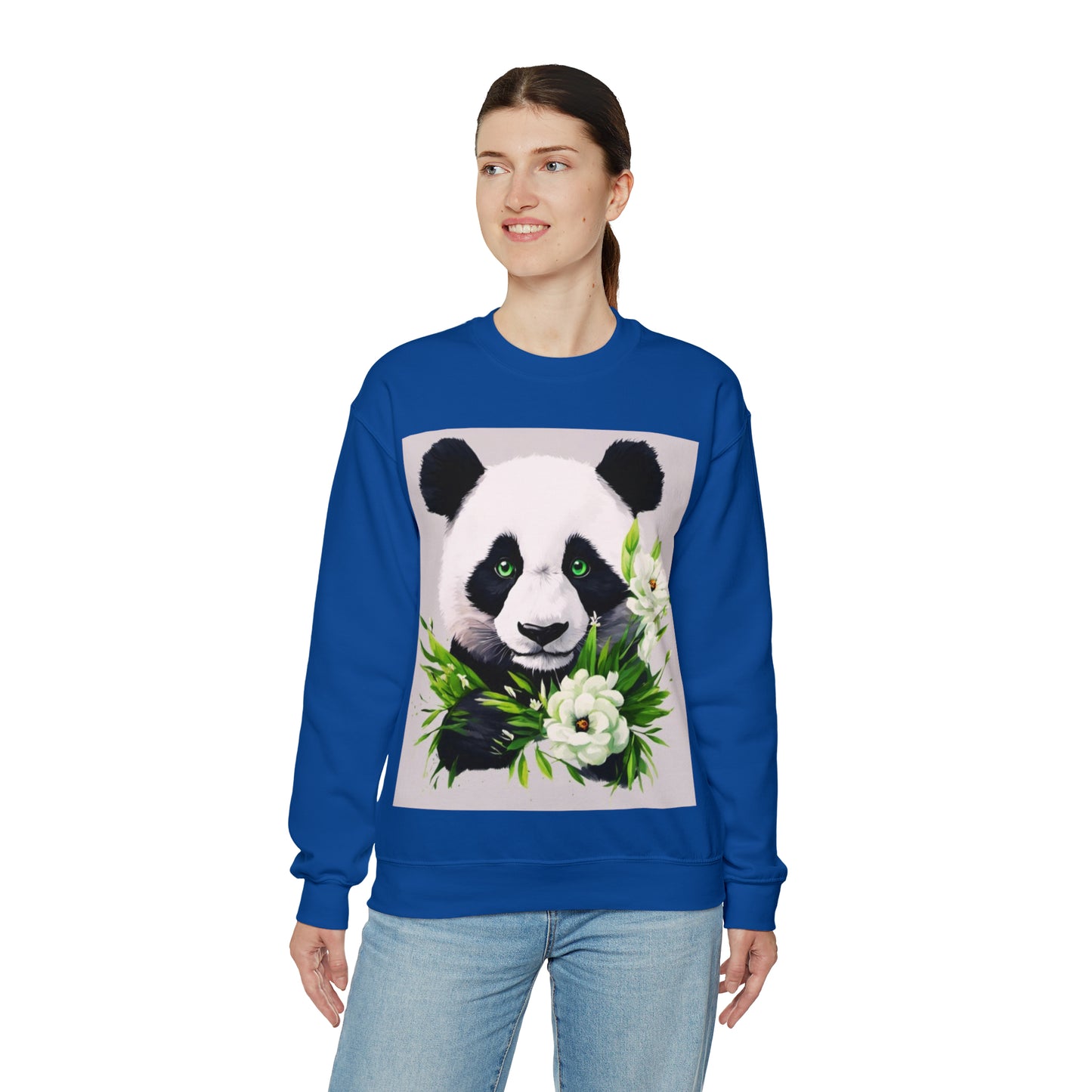 Flower Power Panda  Unisex Heavy Blend™ Crewneck Sweatshirt