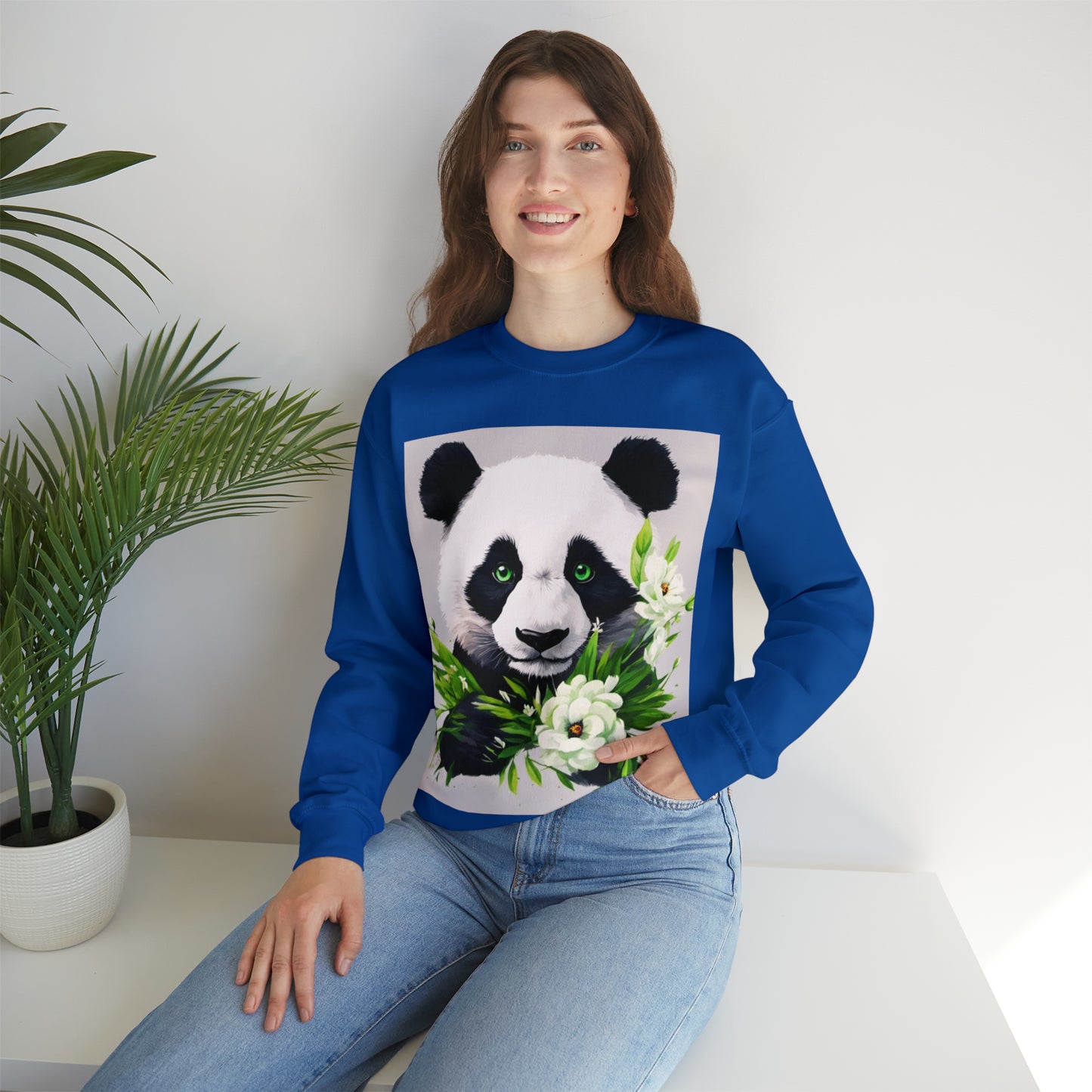 Flower Power Panda  Unisex Heavy Blend™ Crewneck Sweatshirt