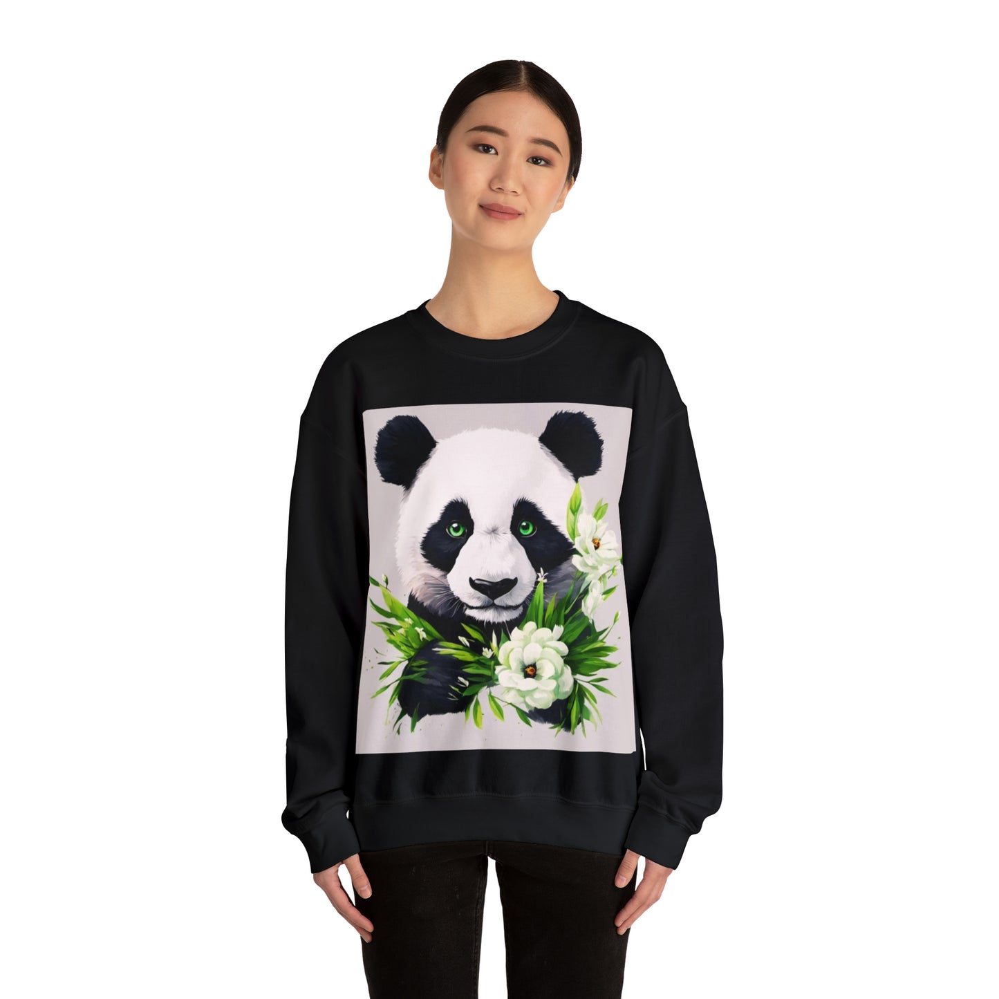 Flower Power Panda  Unisex Heavy Blend™ Crewneck Sweatshirt